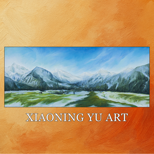 Painting Snow-capped Mountains in St. Moritz - Oil on Canvas