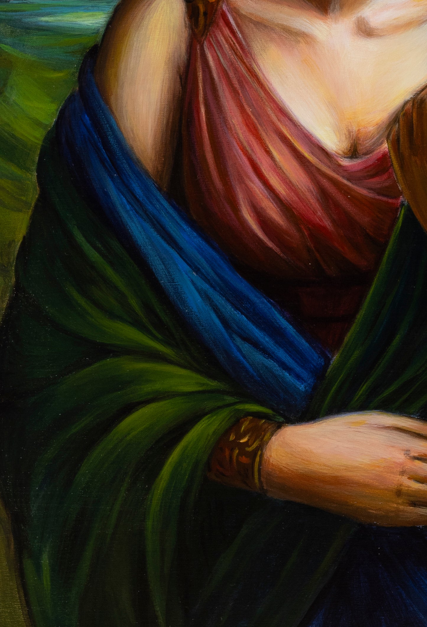 Dipinto Originale 'La Dama del Lago' di Xiaoning Yu – Arte Figurativa su Tela