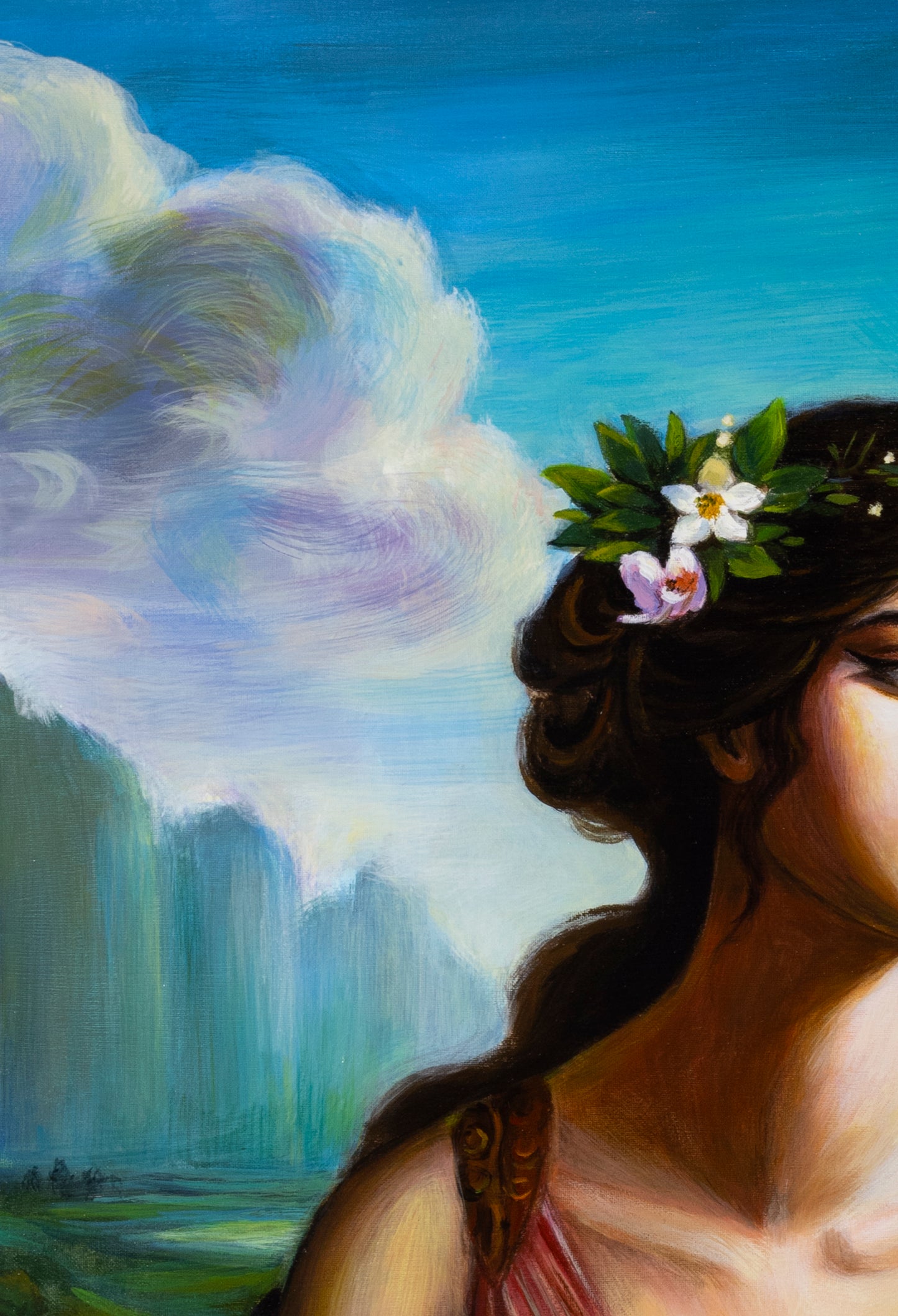 Dipinto Originale 'La Dama del Lago' di Xiaoning Yu – Arte Figurativa su Tela