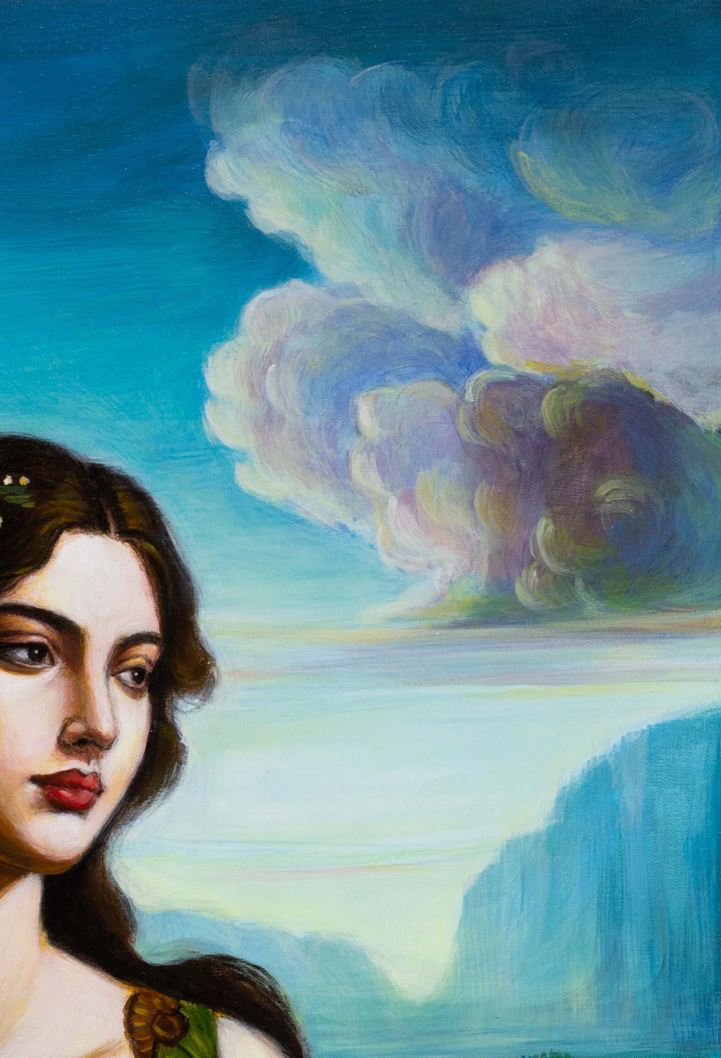 Dipinto Originale 'La Dama del Lago' di Xiaoning Yu – Arte Figurativa su Tela